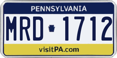 PA license plate MRD1712