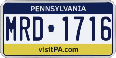 PA license plate MRD1716