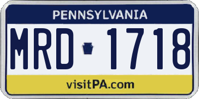 PA license plate MRD1718