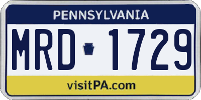PA license plate MRD1729