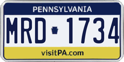 PA license plate MRD1734