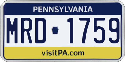 PA license plate MRD1759
