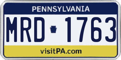 PA license plate MRD1763
