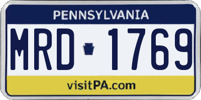 PA license plate MRD1769