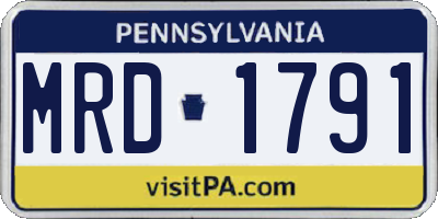 PA license plate MRD1791