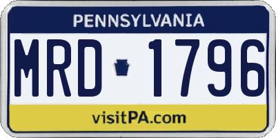 PA license plate MRD1796