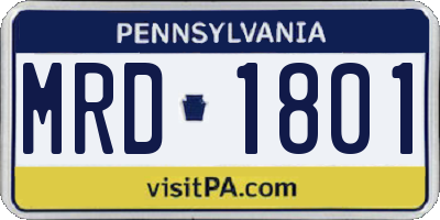 PA license plate MRD1801