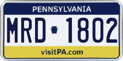 PA license plate MRD1802
