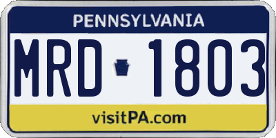 PA license plate MRD1803