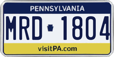 PA license plate MRD1804