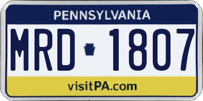 PA license plate MRD1807
