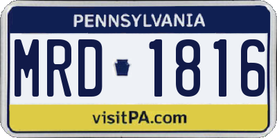 PA license plate MRD1816