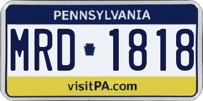 PA license plate MRD1818
