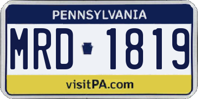 PA license plate MRD1819
