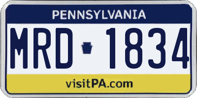PA license plate MRD1834