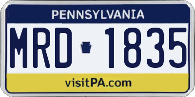 PA license plate MRD1835