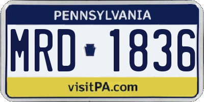 PA license plate MRD1836