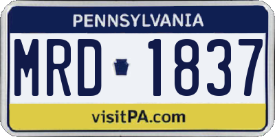 PA license plate MRD1837