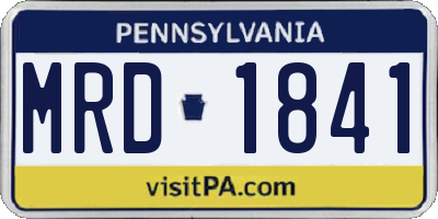 PA license plate MRD1841
