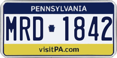 PA license plate MRD1842