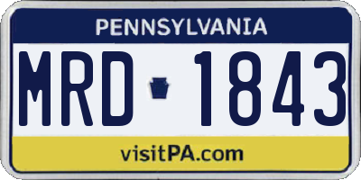 PA license plate MRD1843