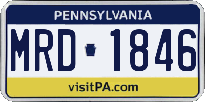 PA license plate MRD1846