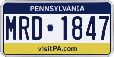PA license plate MRD1847