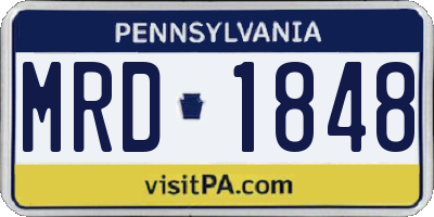 PA license plate MRD1848