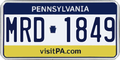 PA license plate MRD1849
