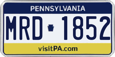 PA license plate MRD1852
