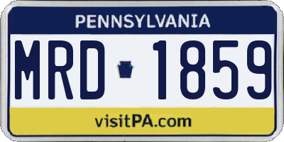 PA license plate MRD1859