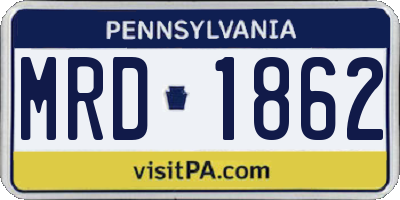 PA license plate MRD1862