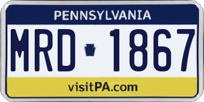 PA license plate MRD1867
