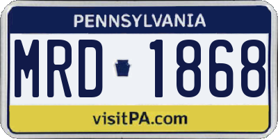 PA license plate MRD1868