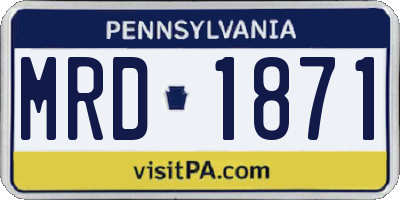 PA license plate MRD1871