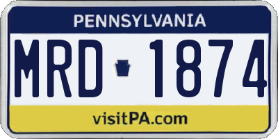 PA license plate MRD1874