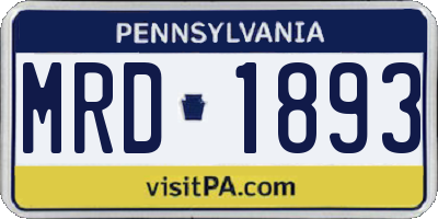 PA license plate MRD1893