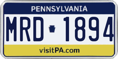 PA license plate MRD1894