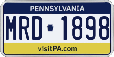 PA license plate MRD1898