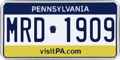 PA license plate MRD1909