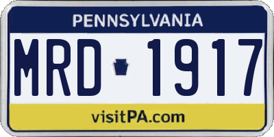 PA license plate MRD1917