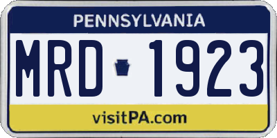 PA license plate MRD1923
