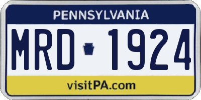 PA license plate MRD1924