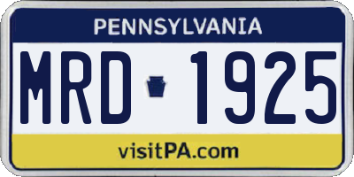 PA license plate MRD1925