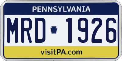 PA license plate MRD1926