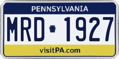 PA license plate MRD1927
