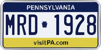 PA license plate MRD1928