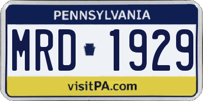 PA license plate MRD1929