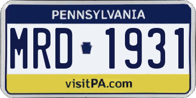 PA license plate MRD1931