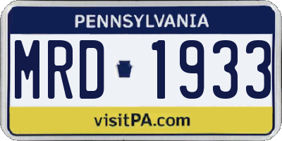PA license plate MRD1933